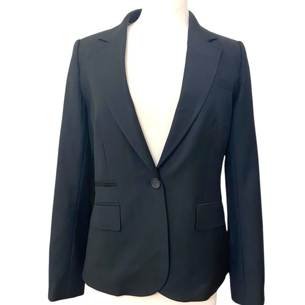 J. Crew Super 120's One Button Wool Blazer Black Workwear Career Wear